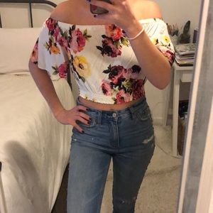 Kendall and Kylie Floral Off the Shoulder Top